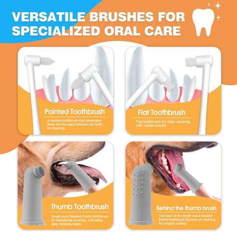 Pet Dental Care Kit: Complete Oral Hygiene with Specialized Brushes, Latest Thumb Brush Design, and Vibrant Colors!...