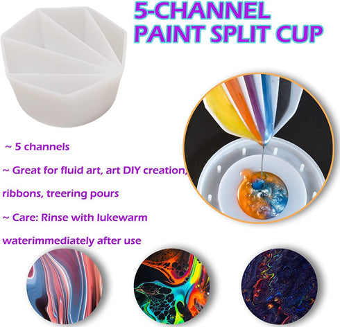 7Pcs Split Cup Flower Pour Cup Silicone Paint Cup Acrylic Pouring Strainers Set for Paint Pouring Capacity Mixing Cups for DIY Pouring Acrylic Pai...