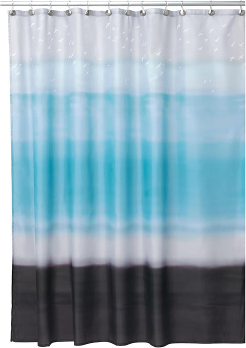 InterDesign Horizon Fabric Shower Curtain, Blue/Coco...