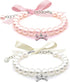 2 Pcs Dog Cat Pearl Collar Necklace with Rhinestone Bone, Fancy Cat Wedding Collar Jewelry for Girl Cat Puppy Dogs Accessories(Pink+White)...