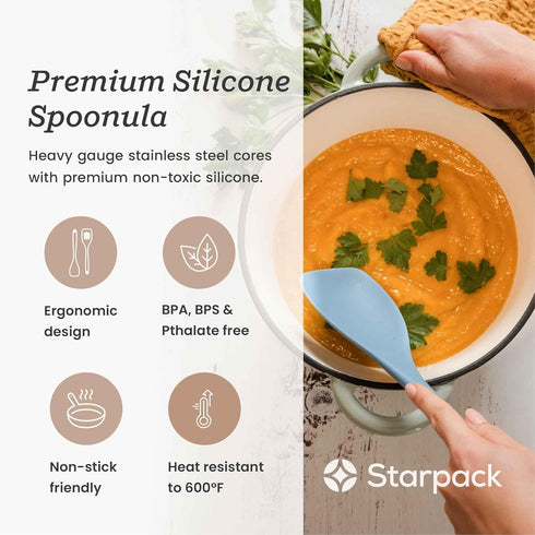 Starpack 'The All Rounder' XL Premium Silicone Spoonula Spatulas - Up to 600°F Heat Resistant Spatula Spoons - Best Silicone Spoonulas - Rubber Sp...