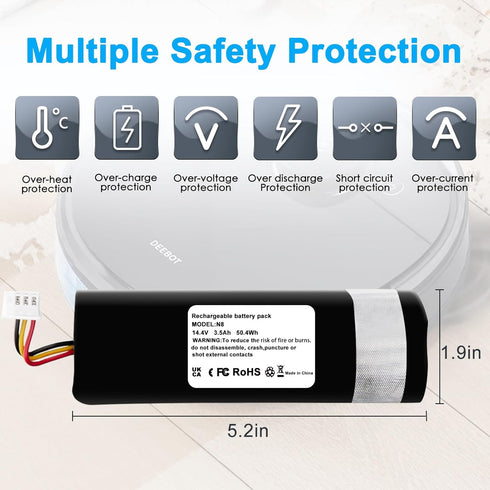 14.4V 3.5Ah Compatible with Ecovacs Deebot N8,deebot ozmo 905 920 930 937 Series Robotic Vacuum Cleaners Replacement Battery Pack...