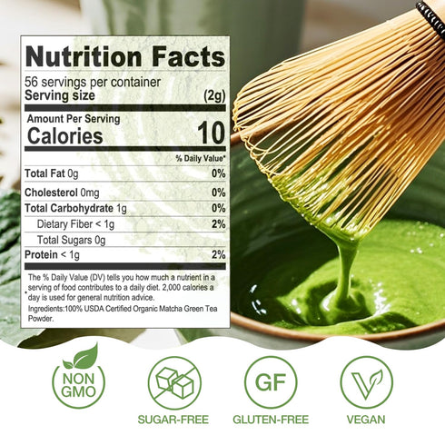 Organic Matcha Green Tea Powder-4oz(113g) Tin, 100% Natural & Pure, Ceremonial Grade, No Additives or Fillers, NO GMO...