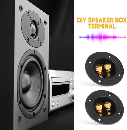 2 Pcs Speaker Sub Box Terminals Cup for Subwoofer Box Black 3 Inch Round 2-Way Spring Loaded Jacks Wire Connector Binding Post Cup Connector Subwo...