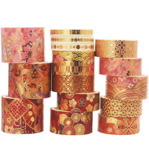 YUBBAEX Splendid Gold Washi Tape Set Embroidery Pattern Foil Decorative Tapes for Arts, DIY Crafts, Journal Supplies, Planners, Scrapbook, Gift Wr...