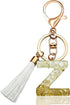 Backpack Keychains gifts for Women Initial Letter Keychain for Cute Car key White Pink Tassel Bling crystal shiny...