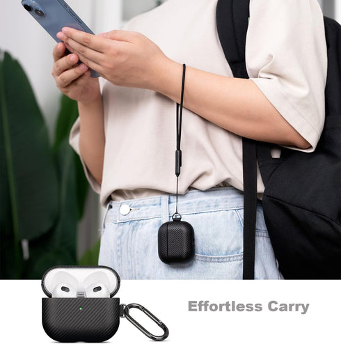 LOPIE Carbon Fiber Texture Case for AirPods 3rd Generation with Cleaner Kit - Vegan Leather Case Cover for AirPods Gen 3 (Released 2021) - Protect...