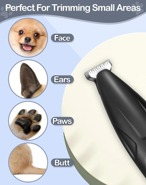 Dog Clippers for Grooming, 2 Speed Low Noise Cordless Dog Paw Trimmer, Rechargeable Small Pet Hair Trimmer for Grooming, Cat Hair Clippers Shaver ...