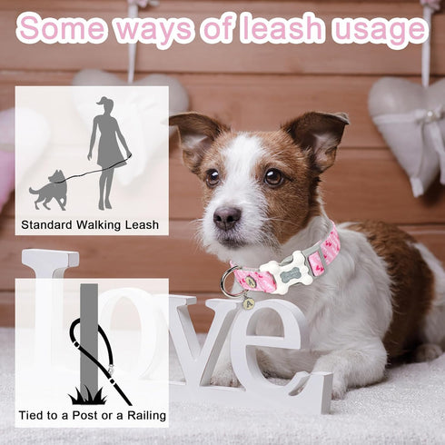 ARING PET Valentine's Day Dog Collar-Cute Pink Heart Dog Collar, Adjustable Pet Collars Puppy Collar with Quick Release Buckle for Small Medium La...