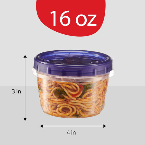 PLASTICPRO 6 Pack Twist Cap Food Storage Containers with Blue Screw on Lid- 16 oz Reusable Meal Prep Containers - Freezer and Microwave Safe Blue ...