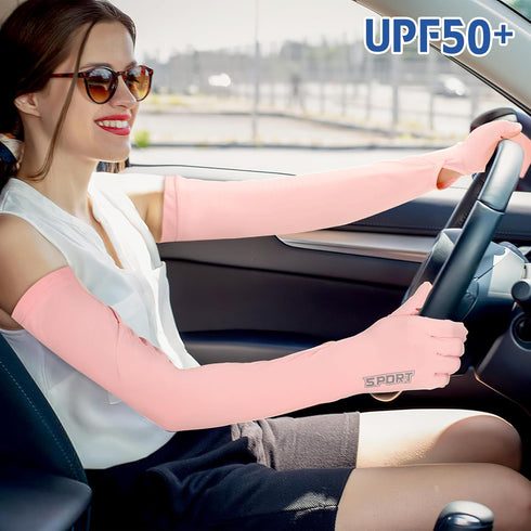 3 Pairs UV Long Sun Gloves Women's Touchscreen Arm Sun Driving Gloves Non Slip Full Finger Protective Gloves UPF 50+ for Outdoor Sports Cycling...