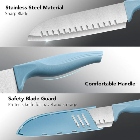 7 Inch Chef's Knive Sets Paring knives Japanese Chefs Knife Fruit and Vegetable Knife Stainless Steel Kitchen Utility Knives with Blade Guards(1 P...