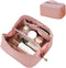 Large Capacity Travel Cosmetic Bag for Women Makeup Bag Travelling Waterproof Portable PU Leather Makeup Organizer Travel Toiletry Bag with Handle...