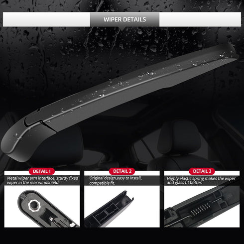 Replacement for BMW X1 F48 2016-2022 Rear Windshield Wiper Blade and Arm Assembly...