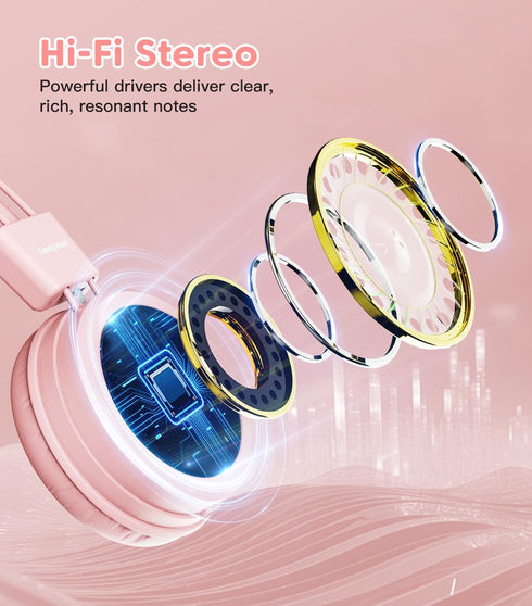 Kids Headphones, Toddler Headphones with Safe Volume Limiter 94dB, Wired School Headphones for Kids with Adjustable and Flexible Design for Boys a...