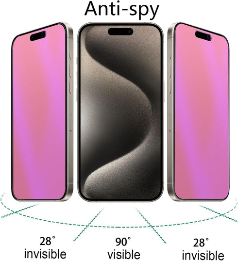 2 Pack Matte Anti-Blue Privacy Tempered Glass for iPhone 15 Pro Max Anti-glare Anti-Spy Screen Protector Anti- Peeping Film Electroplated Colorful...