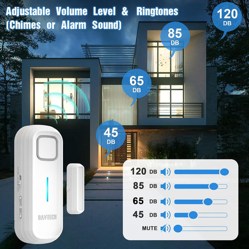 DAYTECH Freezer Door Alarm with Delay 1/2/3/4 mins When Left Open Window Chime Close Doors Reminder Refrigerator Door Alarm 0 to 120 dB for Fridge...