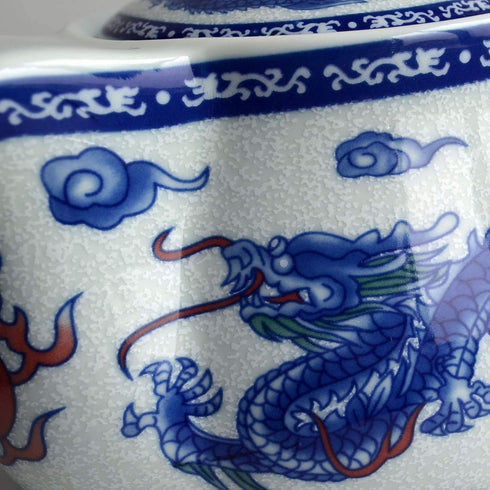 Yxhupot Teapot 15oz Blue White Porcelain China Stainless Steel Infuser Dragon and Phoenix (cihu long)...