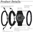 Avaner Men's Bracelet Watch Set, 4 Pcs Wrist Watch Bracelet Set, Military Nylon Strap Quartz Watch Black Leather Bracelets Set for Men...