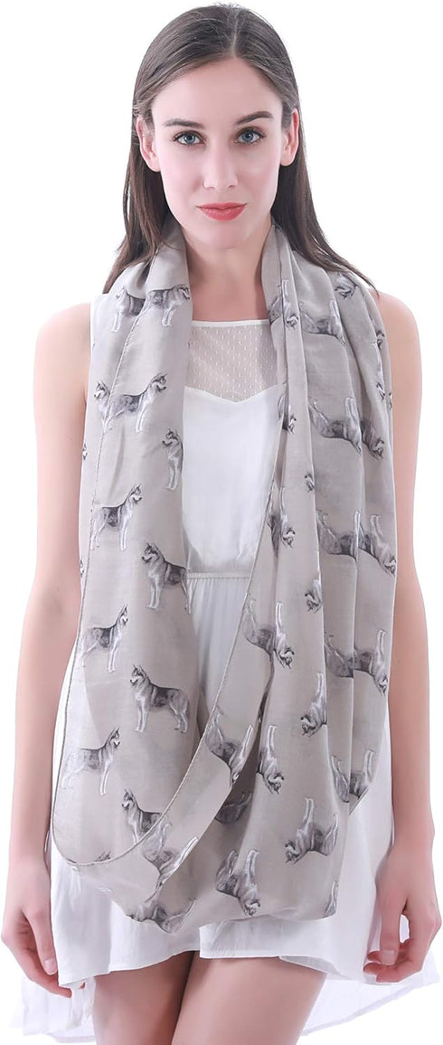Siberian Husky Dog Print Women's Infinity Scarf Lightweight...