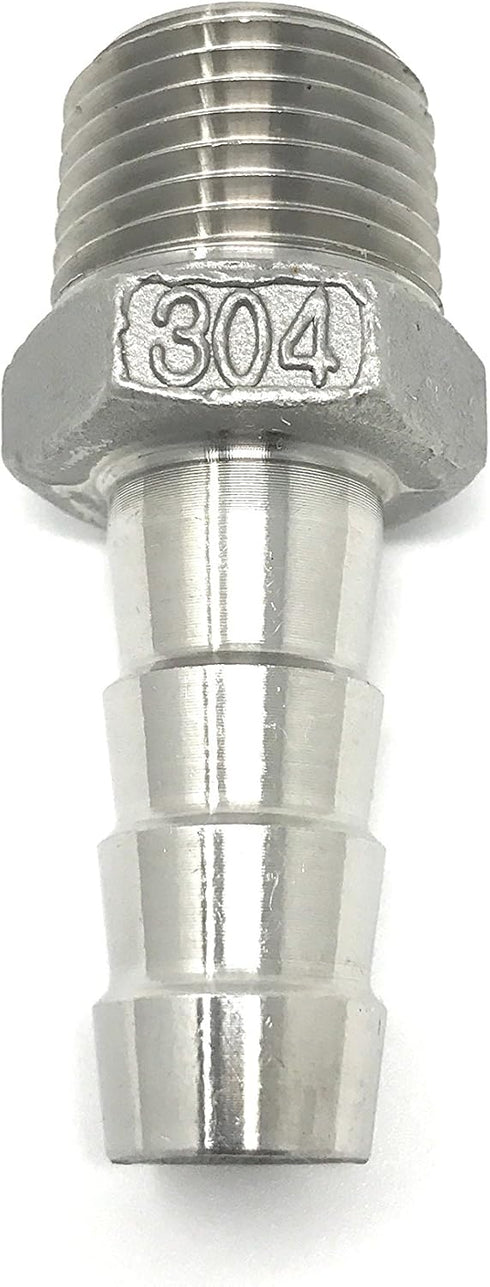 CONCORD 304 Stainless Steel 1/2" Barb Hose to 1/2" NPT Home Brew Fitting. 2 Pack...
