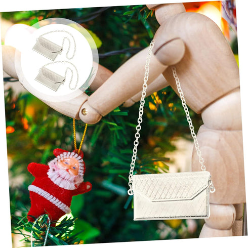 Toyvian 2pcs Dollhouse Metal Bag Doll Handbags Miniature Handbag Mini Metal Handbag Mini Doll House Model Accessories Handbag Bjd Dollhouse Bag La...