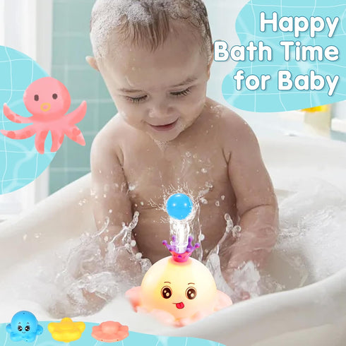 4 Modes Octopus Bath Toys, Rechargeable Baby Bath Toys, Light Up Bath Toys Sprinkler Bathtub Toys for Toddlers Infant Kids, Automatic Spray Water ...