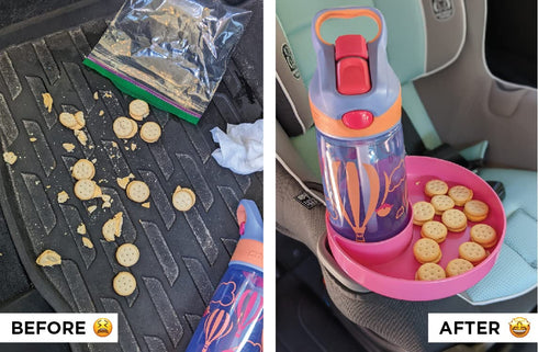 Travel Tray Round, USA Made Easily Convert Your existing Cup Holder to a Tray and Cup Holder for use in a Car Seat, Booster, Stroller, Golf Cart a...