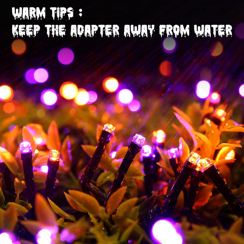 Orange and Purple Halloween Lights, 82ft 200 LED Halloween String Lights with 8 Modes, Waterproof Plug in Orange Purple String Lights for Hallowee...