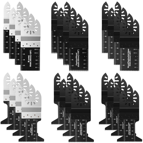 24 Pcs Oscillating Tool Blade, Universal Wood Metal Oscillating Saw Blades, Quick Release Multi Tool Blades Kits Compatible with Dewalt, Milwaukee...