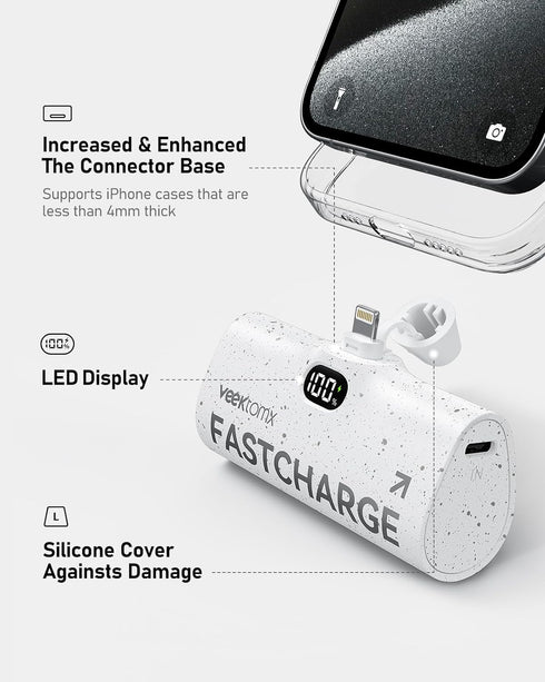 VEEKTOMX Small Portable Charger for iPhone, Fast Charging Power Bank Mini 5000mAh Battery Pack Compatible with iPhone 14/14 plus/14 Pro Max/13/13P...
