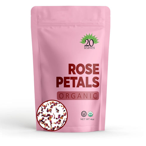 Dried Rose Petals - 100% Certified Organic - Herbs - Red Rose Petals for Loose Leaf Tea, Cocktails and Cakes - 4oz Resealable Bag - 1 Pack...