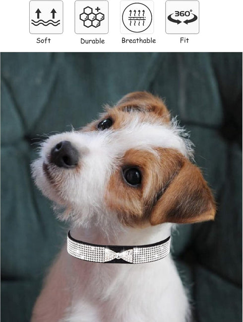Bling Dog Collar for Small Medium Large Dogs, Crown Rhinestone Dog Collars for Girl and boy Dog, Diamond Puppy Collars, Adjustable Leather Suede S...