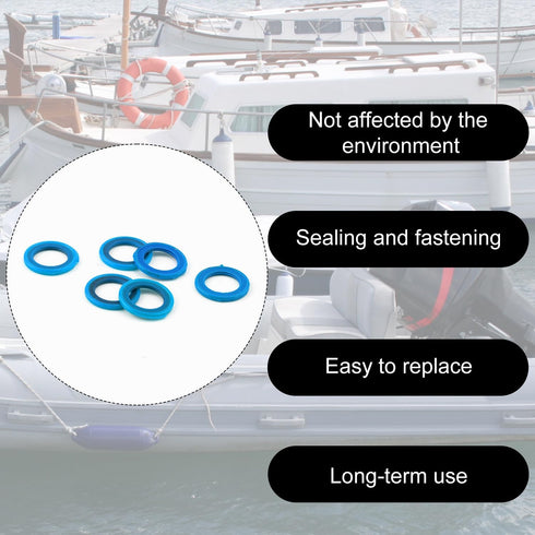 6pcs Gearcase Drain Plug Seal Washer Gaskets 26-830749, Blue Lower Unit Grease Gaskets Strong Drain Plug Sealing Washer Compatible with Mercury Ma...