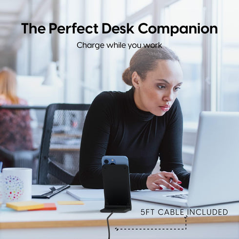 TALK WORKS Wireless Charger Compatible w/iPhone 15/15 Pro/15 Pro Max, 14/14 Plus/14 Pro/14 Pro Max, 13/Mini/Pro/Max, 12/Mini/Pro/Max-Fast 15W Qi C...