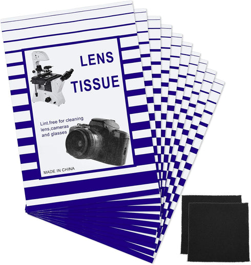 500 Pieces Lens Cleaning Paper Tissue and 2 Double Sided Cleaning Cloth-Lens Cleaning Paper for Camera Lenses, Microscopes, Computer Screens, Magn...