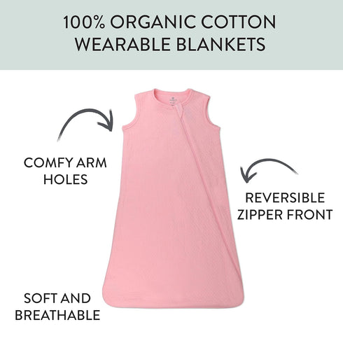 HonestBaby Baby Standard Wearable Blankets Sleeping Bags Swaddle Transition 100% Organic Cotton for Infant Boys, Girls, Unisex, Strawberry Cream, ...