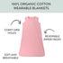 HonestBaby Baby Standard Wearable Blankets Sleeping Bags Swaddle Transition 100% Organic Cotton for Infant Boys, Girls, Unisex, Strawberry Cream, ...
