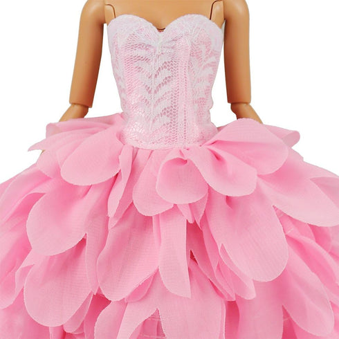 BARWA Princess Evening Party Clothes Wears Dress Outfit Set for 11.5 inch Doll with Hat (Pink Wedding Dress)...