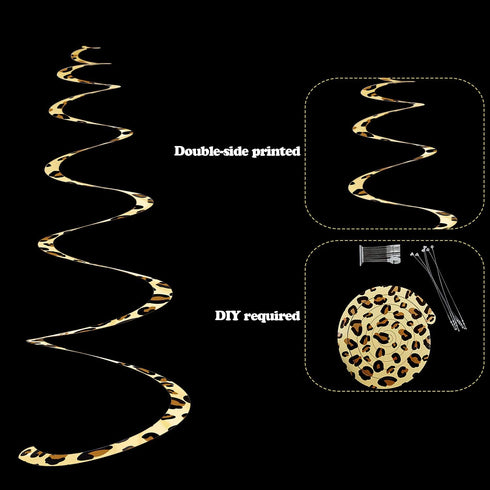 Boao 15 Pcs Cheetah Party Supplies Leopard Hanging Swirls Whirls Animal Print Party Decorations Cheetah Whirls for Birthday Baby Shower Jungle Ani...