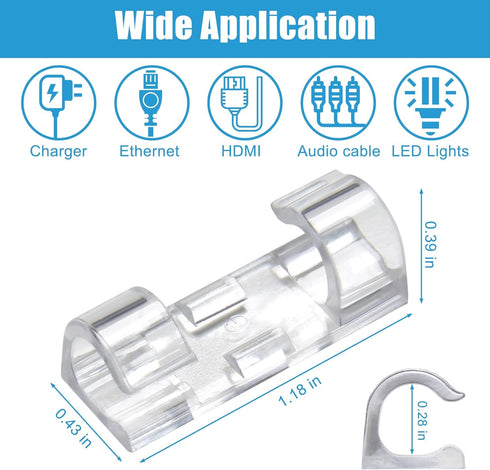 40PCS Adhesive Cable Clips Clear - Upgraded Wire Holders for Wall, Strong Cord Organizer Under Desk, Car, PC, Christmas Light Indoor/Outdoor...