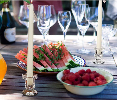 Taper Candle Holders, Dedoot Pack of 6 Glass Taper Candle Holders Centerpiece Clear Candlestick Holders Fit 3/4" Taper Candle, Decorative Candle S...