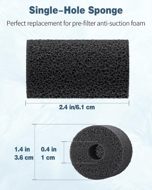 Pawfly 6 Pack Pre-Filter Sponge, Aquarium Filter Sponge 0.4" Intake Sponge Foam Roll for Small Fish Shrimp Fry Fish Tank Covers Accessories...