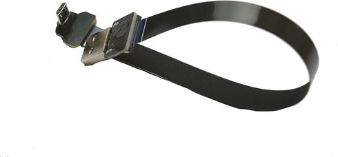 Black FFC Micro USB FPV Flat Slim Thin Ribbon FPC Cable Micro USB 90 Degree to Standard USB A for sync and Charging (30CM)...
