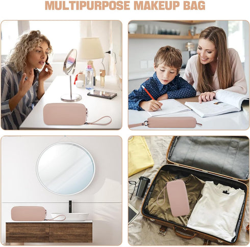 Silicone Makeup Bag - Travel Cosmetic Bags for Women,Waterproof Portable Pouch Toiletry Bag Make up Organizer with Double Zipper...