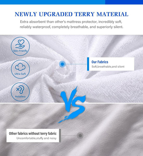 Twin XL Mattress Protector,Mattress Cover Noiseless Waterproof Soft Breathable Terry for Pets Kids Adults 39" x 80"...