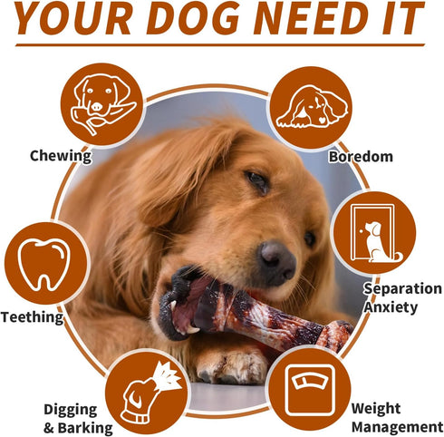 Dog Toys for Aggressive Chewers - Long-Lasting Nylon Chew Bones, IndestructibleToys for Medium to Large Breeds, Teething Toys to Keep Them Busy (B...