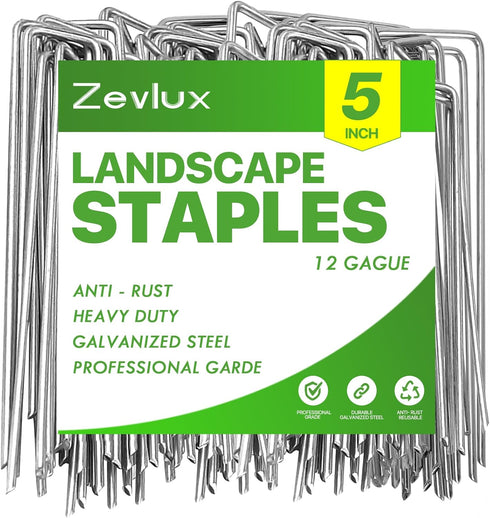 Landscape Staples Galvanized Garden Stakes, Heavy Duty Garden Pins for Fences, Lawns, Weed Barriers and Landscape Fabrics, Netting, Irrigation Hos...