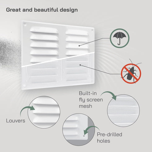 Vent Systems 10" x 7.5" Inch White Air Vent Cover - Metal Air Return Grill with Built in Protection Mesh - HVAC Home Ventilation Improvement - Air...