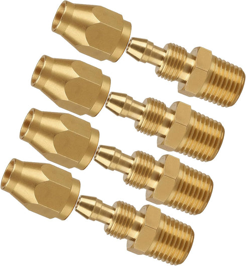 Brass Pneumatic Fitting For 1/4-Inch ID Hose x 1/4-Inch NPT Rigid, Solid Brass Reusable Air Hose Splicer 4PCS...